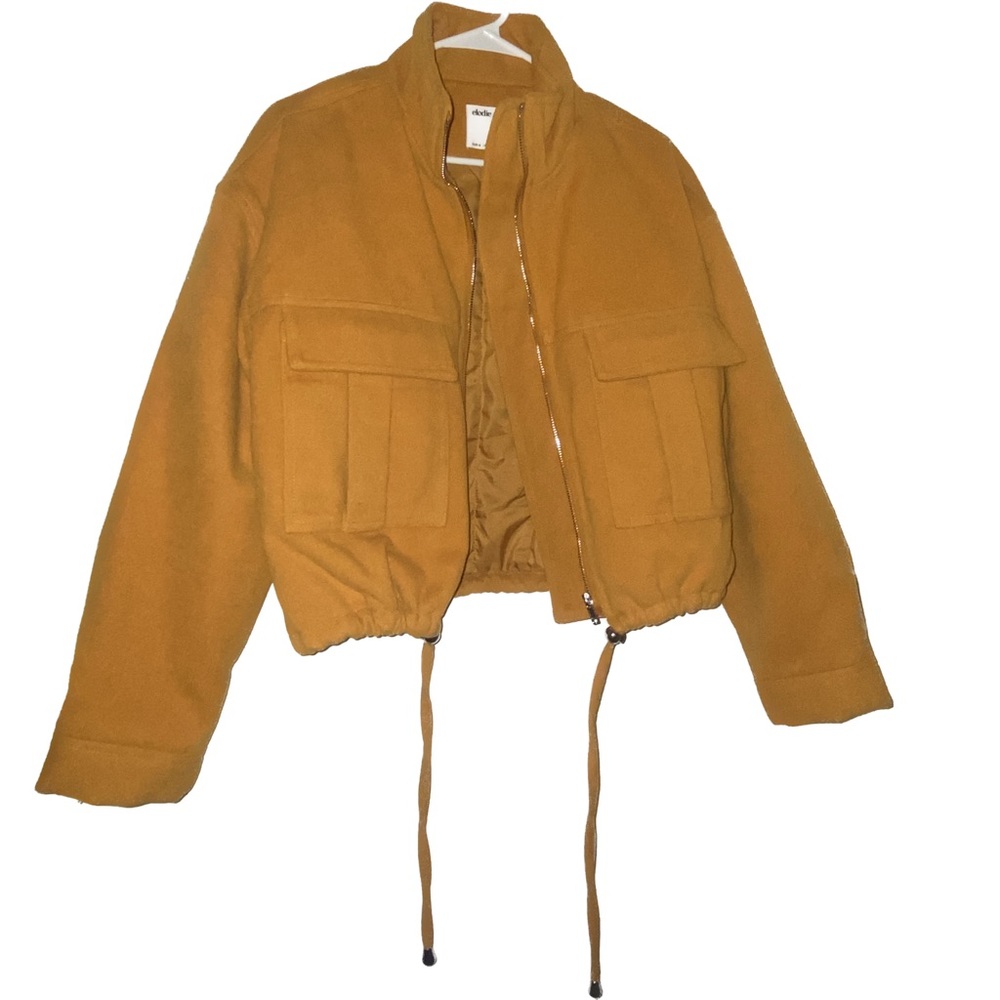 Elodie Oversized Cropped Boxy Utility Pocket Jacket (Mustard)- Size Small